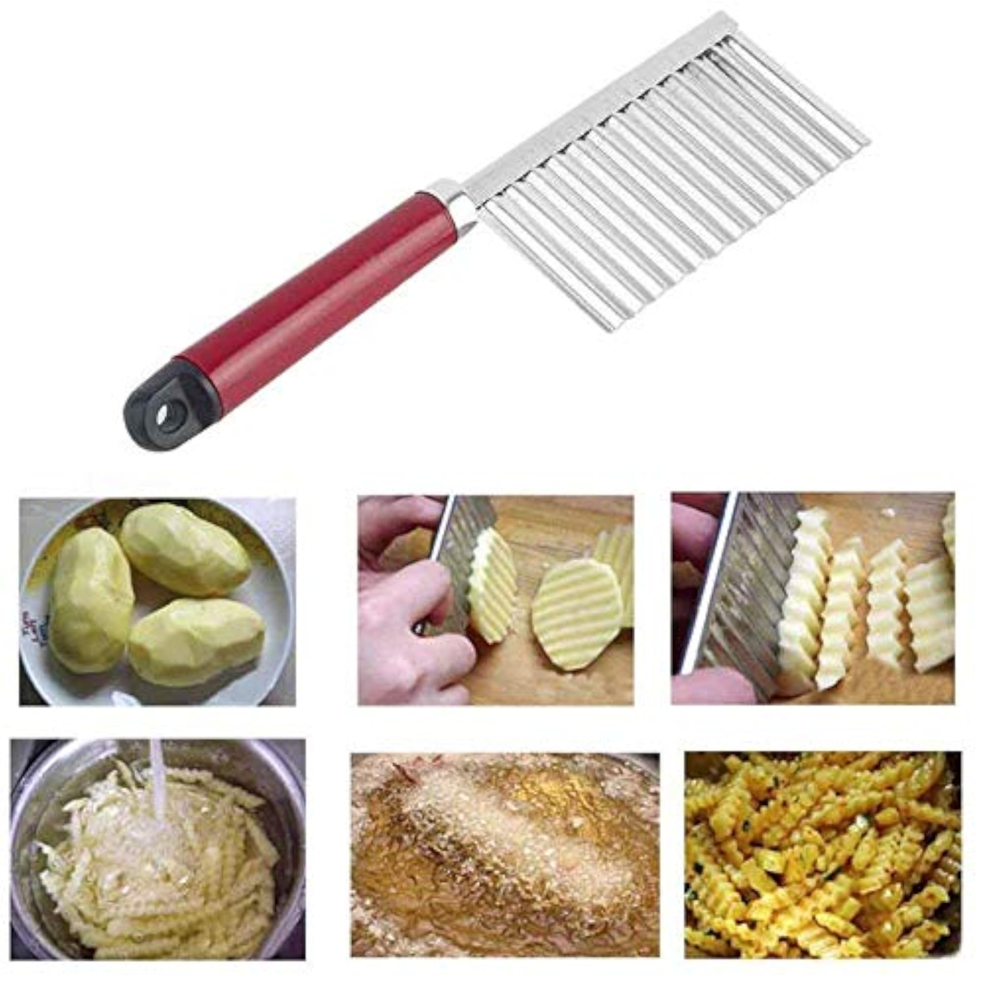 Crinkle Cutter Knife, Stainless Steel Wavy Vegetable Cutter
